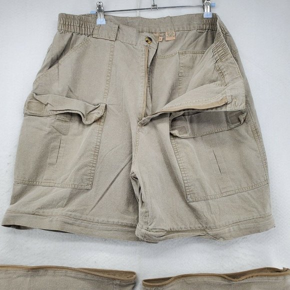 REDHEAD Pants Men's Convertible Cargo Cotton Blend Elastic Waist Brown Large - Picture 7 of 12